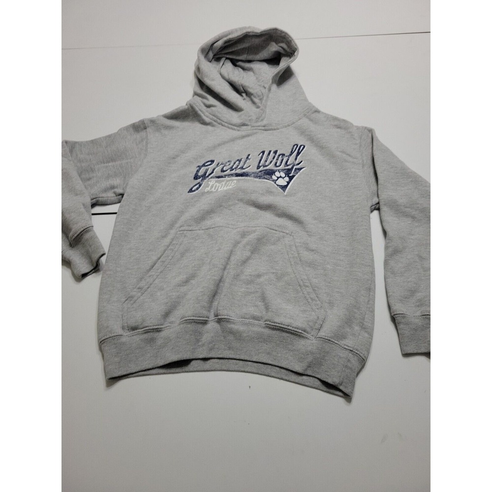 Great Wolf Sweater Boy Medium Pullover Cotton Hoodie Grey Long Sleeve Pocket Top